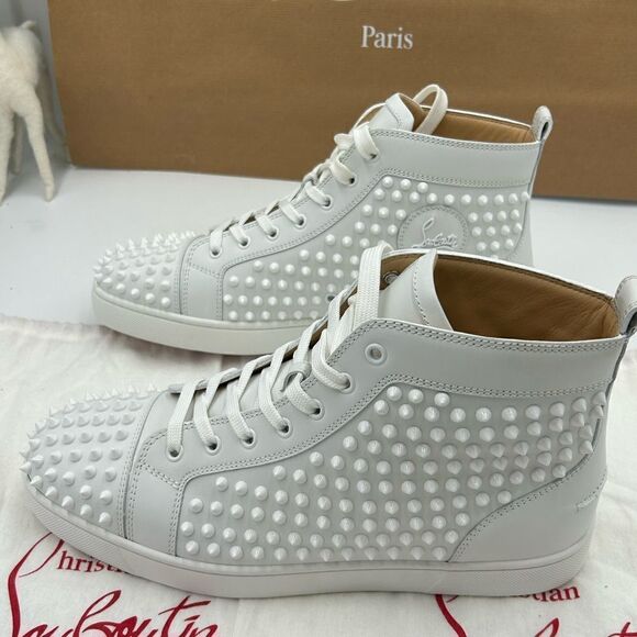 Men’s Christian Louboutin all over spikes high top sneakers size 44 made Italy - Picture 11 of 12